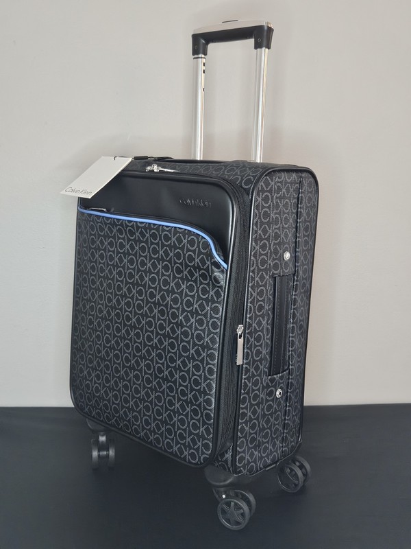 Calvin Klein Travel Luggage Carry On Bag Faux Leather CK Logo Black New with Tag