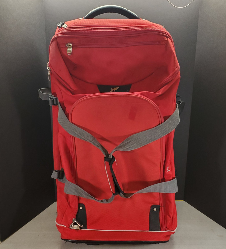 High Sierra RED Rolling Duffel Backpack Wheeled Carry On Travel Luggage Bag READ
