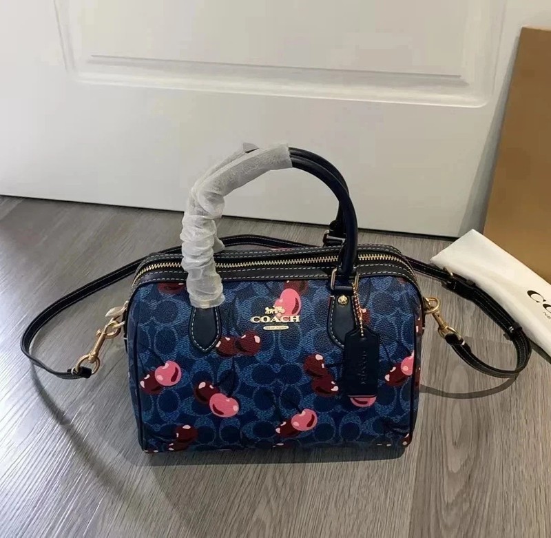New COACH Rowan Satchel Bag In Signature Canvas With Cherry CY692 outlet Japan