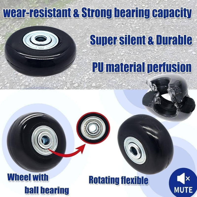 4PCS 45mm Luggage Replacement Wheels with Hacksaw - Easy Install Travel Solution gallery