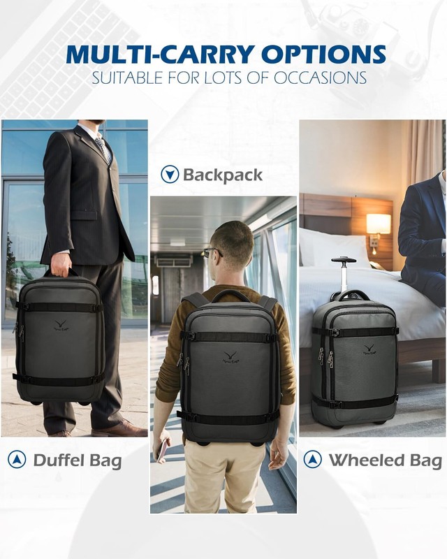 Hynes Eagle 42L Rolling Backpack Flight Approved Convertible Carry on Luggage gallery