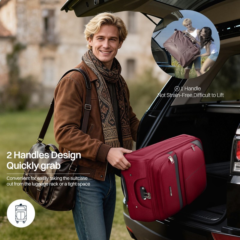 Lightweight Expandable Softside Suitcase SoftShell Multiple Pockets Luggage gallery