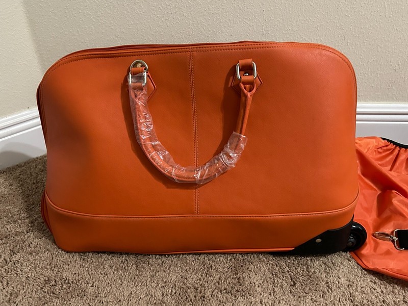 Joy Mangano St Tropez Collection Designer Wheeled Duffle – Orange