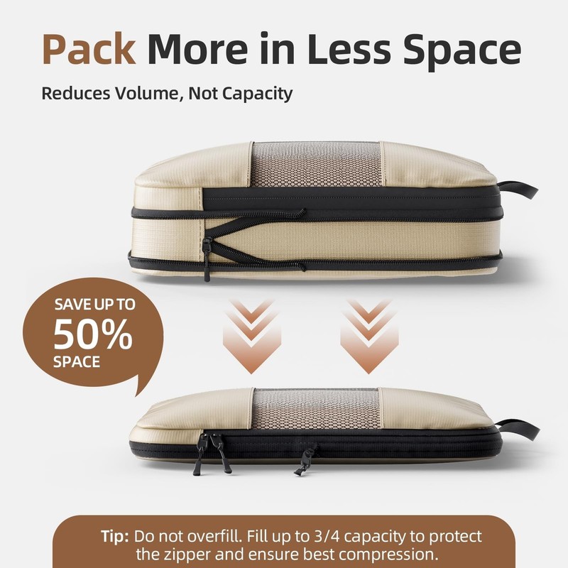 Compression Packing Cubes for Travel,6-Piece Travel Luggage Organizers with B... gallery