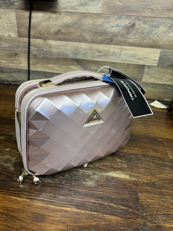 TriForce Rose Gold Hardshell Toiletry Makeup Luggage Case Pink 12" BEAUTY CASE