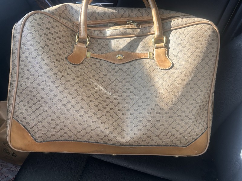 Vintage Gucci Bag GG Monogram Soft Shell Suitcase Canvas & Leather Luggage