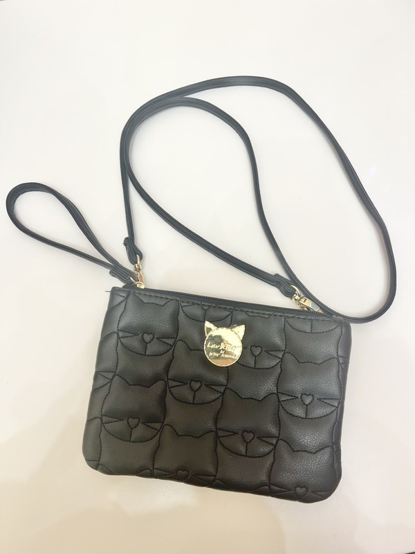 Betsey Johnson Cat Weekender Bag Set Black with Pink Travel Bag & Crossbody Bag gallery