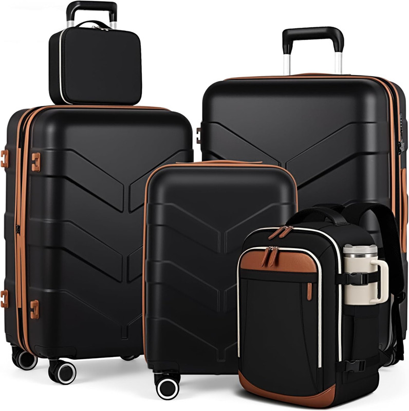 Luggage Sets 5 Piece – Expandable Suitcase Set with TSA Lock & Spinner Wheels, L