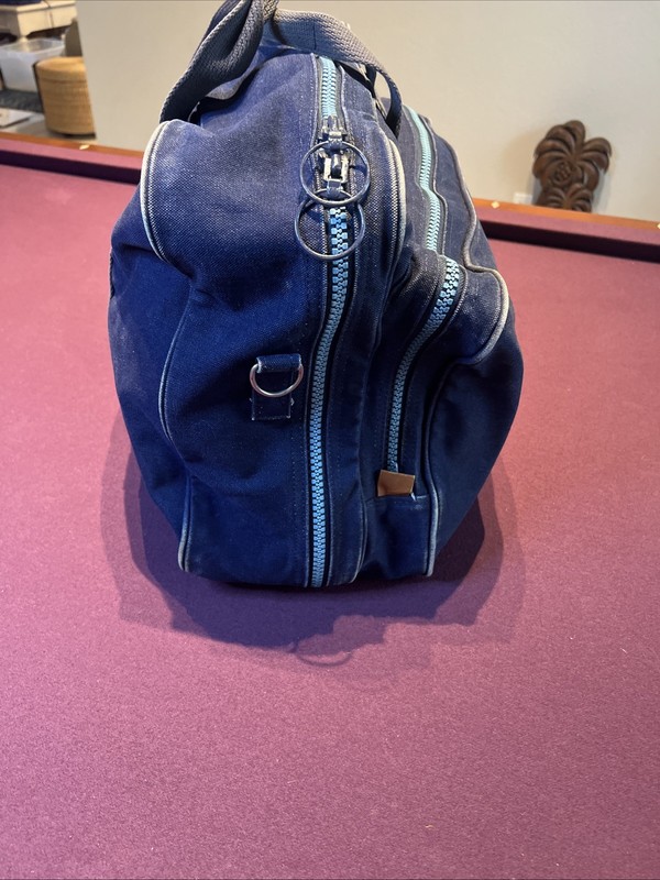 Lands End Square Rigger Double Compartments Bag Canvas Blue Made In USA VTG. gallery