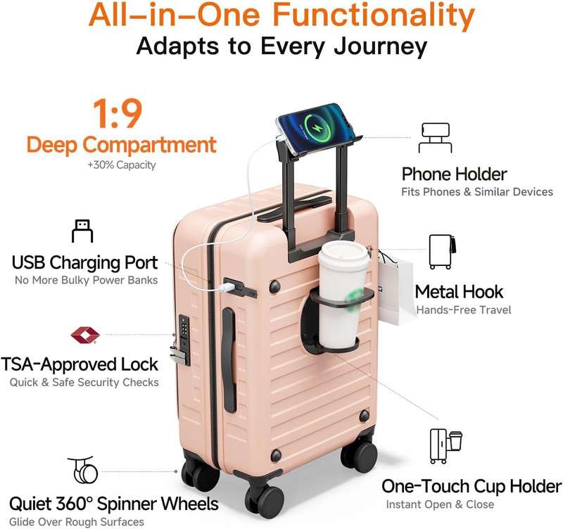 Expandable Lightweight PC Hard Shell Suitcase, 20-Inch Luggage with TSA Lock, To gallery