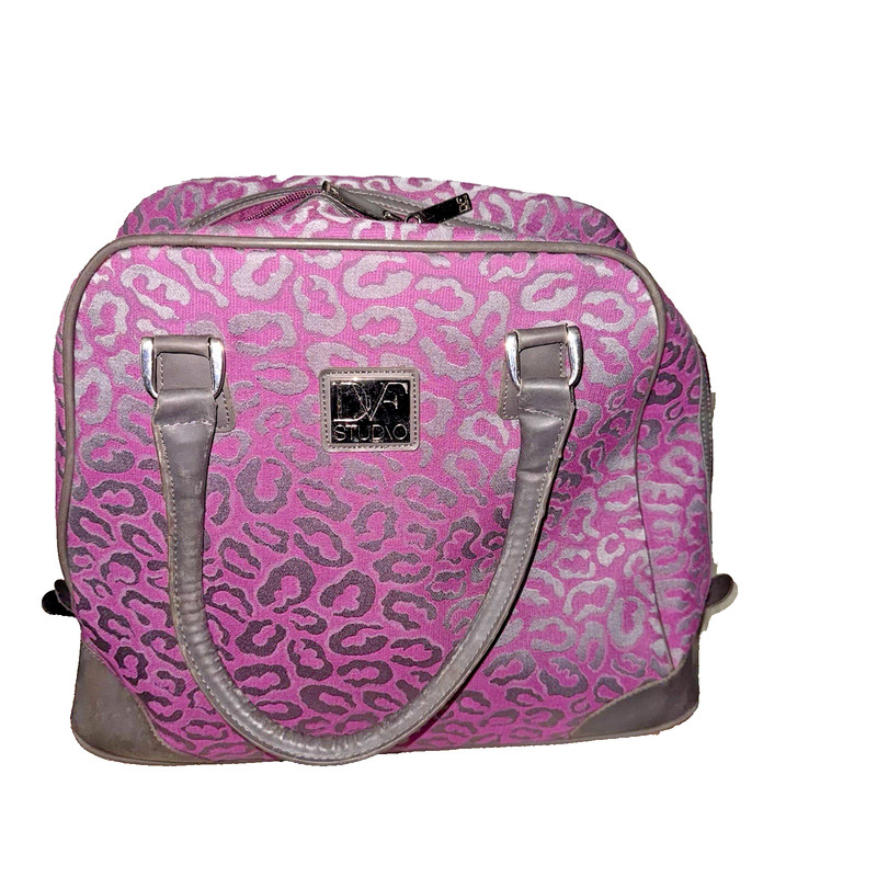DVF Diane Von Furstenberg Purple Animal Leopard Print Carryon Weekender Bag