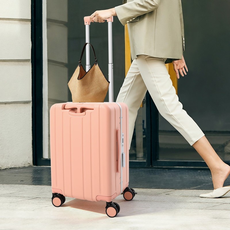 Adjustable Double Handle Carry On Luggage 20'' Suitcase with Mesh Pocket Ride gallery
