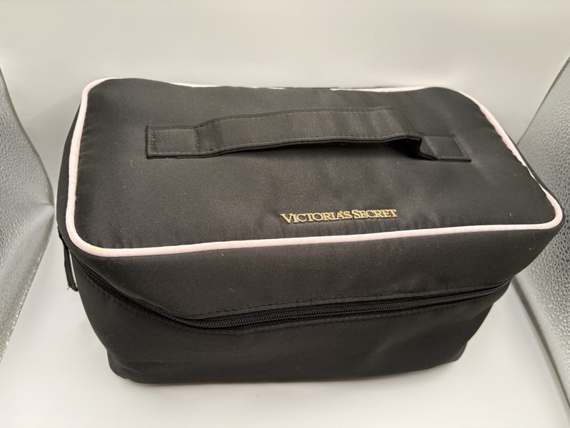 Victorias Secret Black With Pink Silk Travel Lingerie Bag