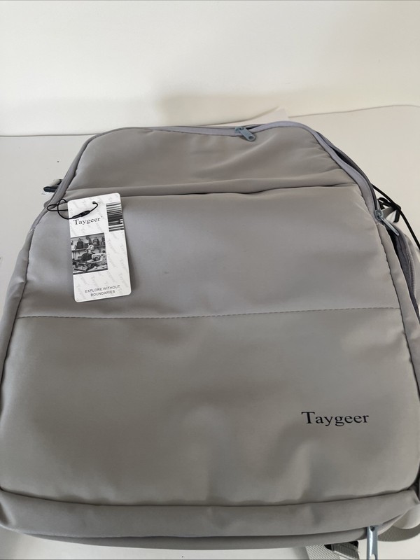 Taygeer Backpack Light Gray USB Charging Port Travel Laptop Carry On Bag