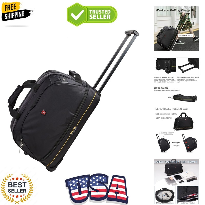 Small Rolling Duffle Bag with Wheels, Travel 22 inch Carry On Luggage Unisex-…