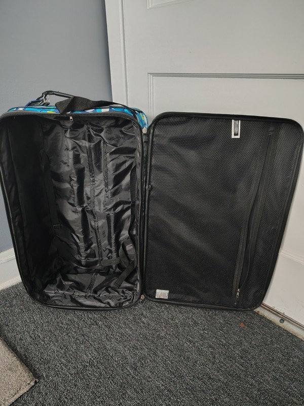 Abstract Pattern Hard-Sided Suitcase Blue Green White Wheels Retractable Handle gallery