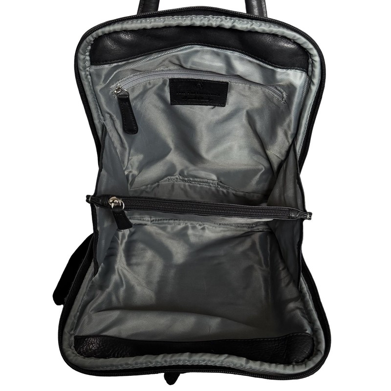 Osgoode Marley Black Leather Backpack Adjustable Straps Organizer Travel Bag gallery