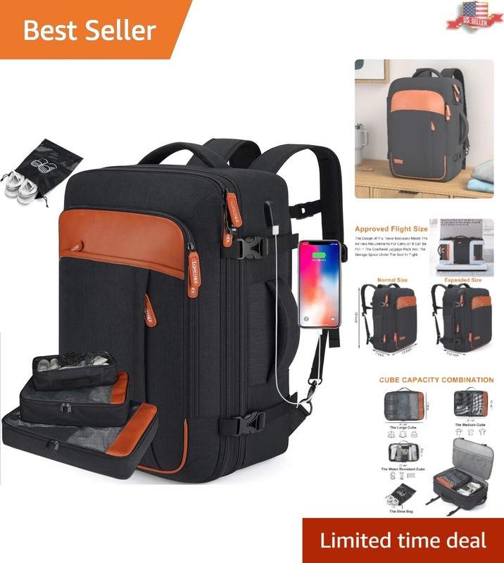 Multi-Functional Water Resistant Weekender Backpack with 4 Packing Cubes