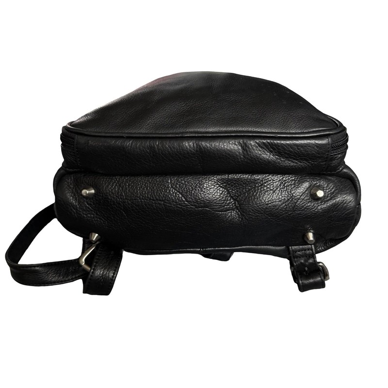 Osgoode Marley Black Leather Backpack Adjustable Straps Organizer Travel Bag gallery
