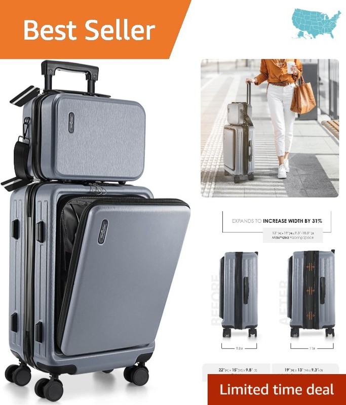 Durable Hard-shell 20 Inch Carry On Suitcase – Airline Approved Grey Luggage