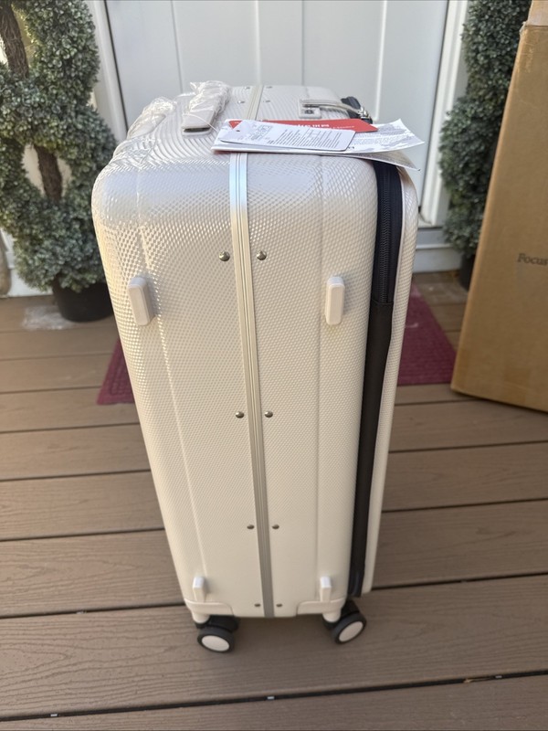 Hanke Lightweight Front Opening Checked-Medium 24” Luggage Ivory White New gallery