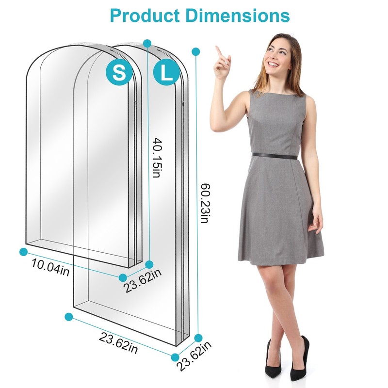 5Packs 60in Garment Bag Hanging Clothes Dustproof Hanging Clothes Storage Bag