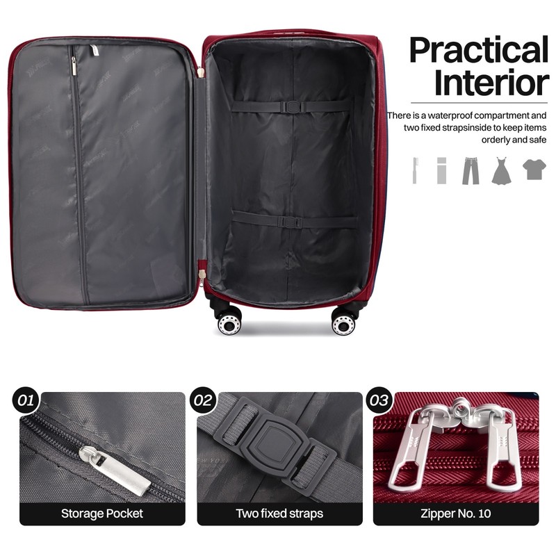 Lightweight Expandable Softside Suitcase SoftShell Multiple Pockets Luggage gallery