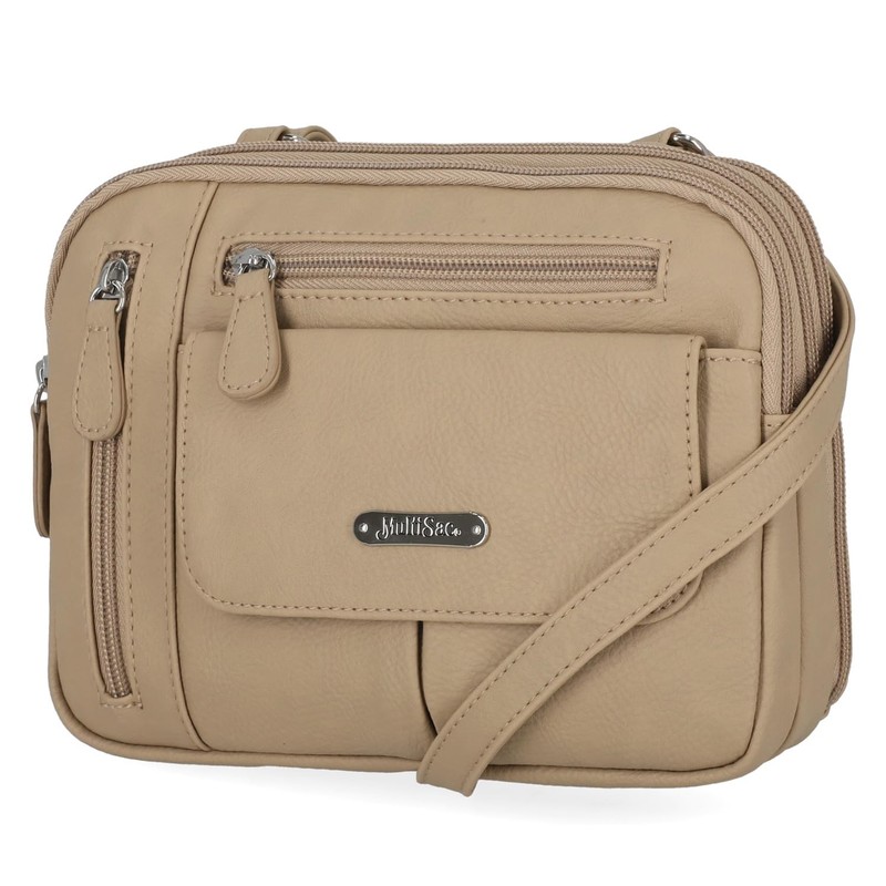 MultiSac Zippy Triple Compartment Crossbody Bag Chino