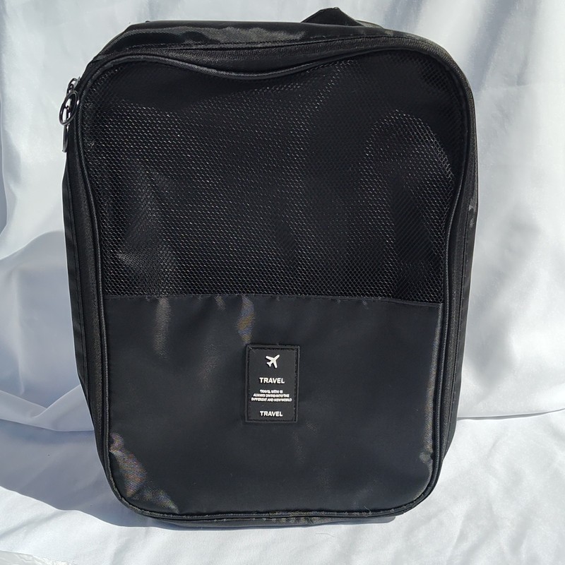 Black Polyester Travel Packing Organizer Accessory Bag with Zipper Closure