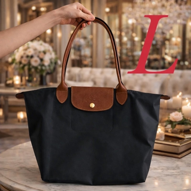 NWT LONGCHAMP Le Pliage Original Black Tote Shoulder Bag L Size Folding Outlet
