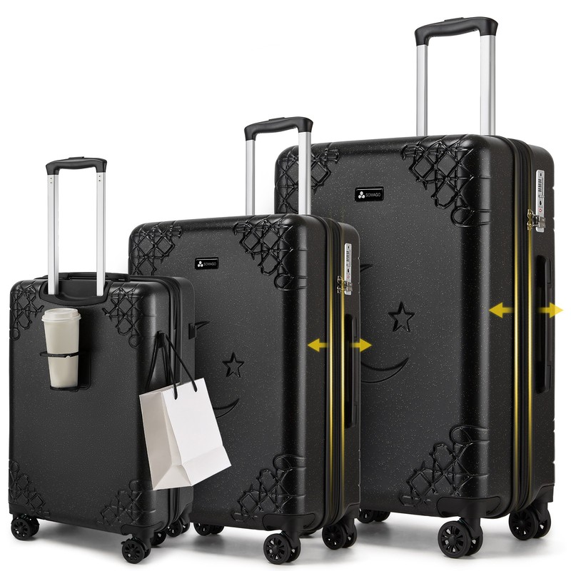 Luggage Set Expandable Hard Shell Rolling Suitcase with Spinner Wheels Hard