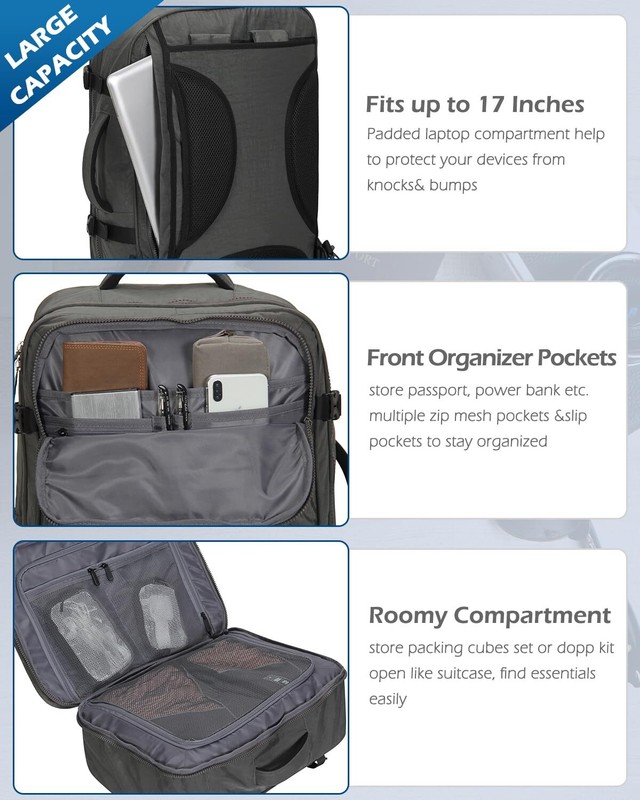 44L Flight Approved Carry on Backpack Travel Bag Weekender Convertible Duffel gallery