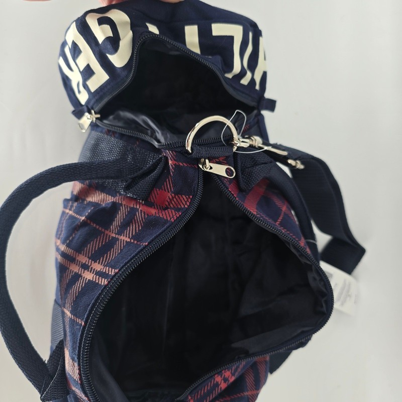 Tommy Hilfiger Mini Duffle Bag Navy Red Plaid Canvas Logo M86913589 467 NWT gallery