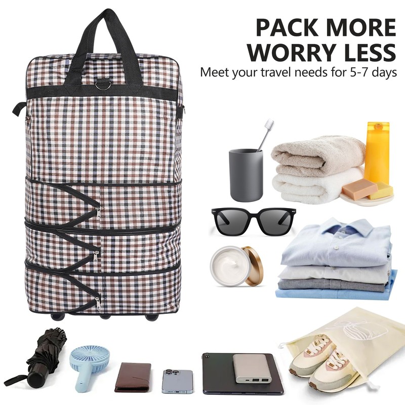 32Inch Expandable Suitcase Bag 3Layer Travel Collapsible Luggage Bag w/ 5 Wheels gallery