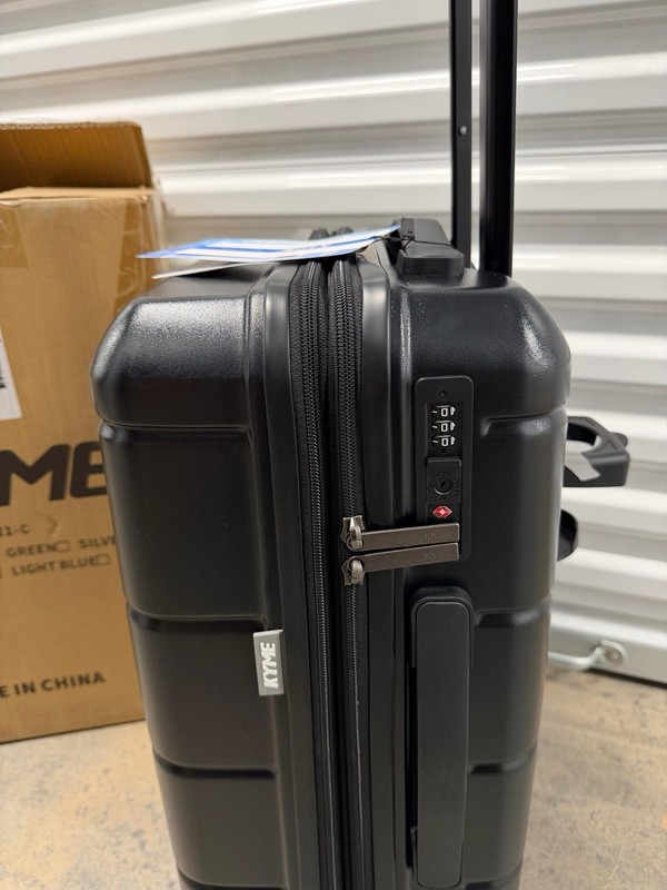 KYME Carry-On 20” Expandable Spinner Suitcase with Cup Holder, TSA Lock, Black gallery