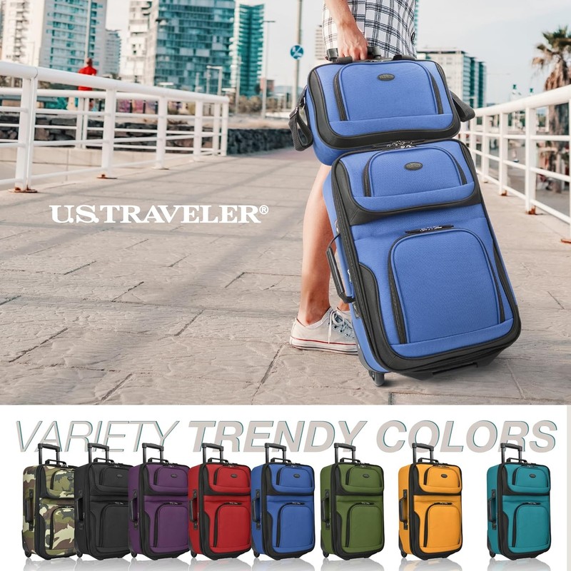 Rio Softside Expandable Carry-On Rolling Luggage, Royal Blue, 2 Wheel Set gallery