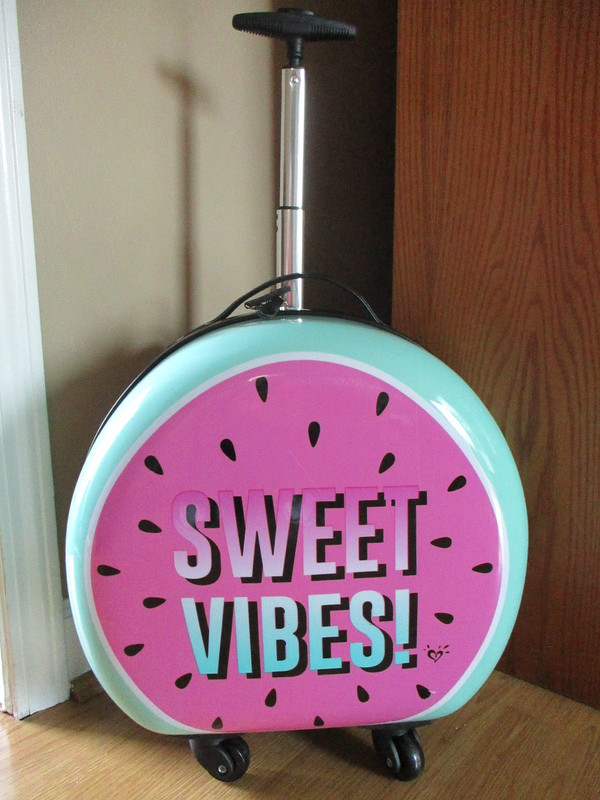 Justice Girls Round Hard Shell Suitcase Watermelon Spinner Luggage Wheelie Rare