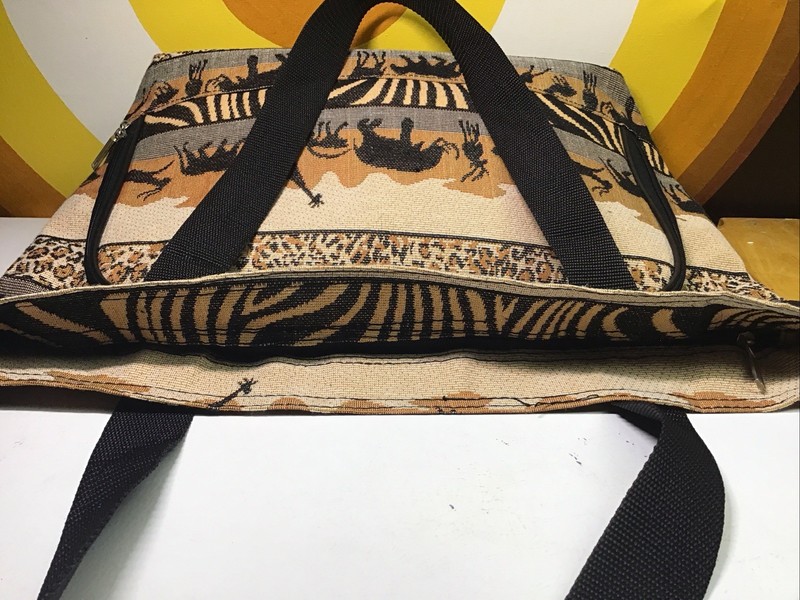 VTG American Uni Safari Animal Leopard Zebra Print Carry On Travel Shoulder Bag gallery