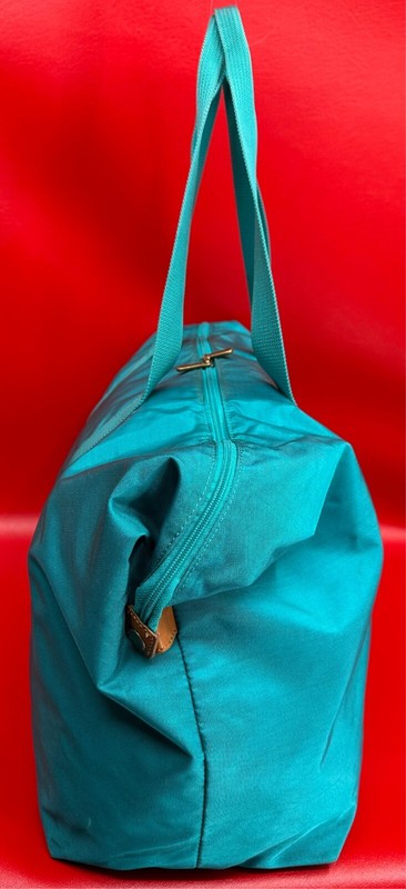 Hartmann Packcloth Turquoise Nylon Leather Duffle Lightweight Carry Luggage Bag gallery