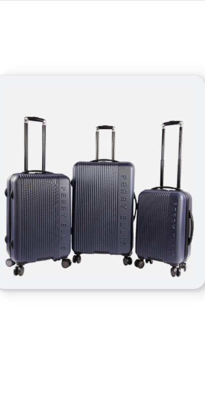 Perry Ellis Forte Hardside Spinner Check in Luggage 3 PC Set Navy One Size