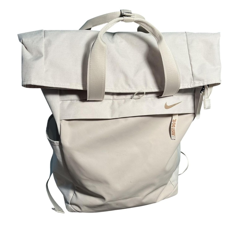 Nike Beige Roll Top Backpack Tote Adjustable Straps Daypack Laptop Athleisure