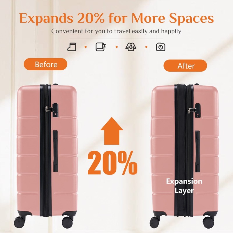DUMOS HOME Hard Shell ABS Suitcase with TSA Lock,Lightweight Expandable Suitcase gallery