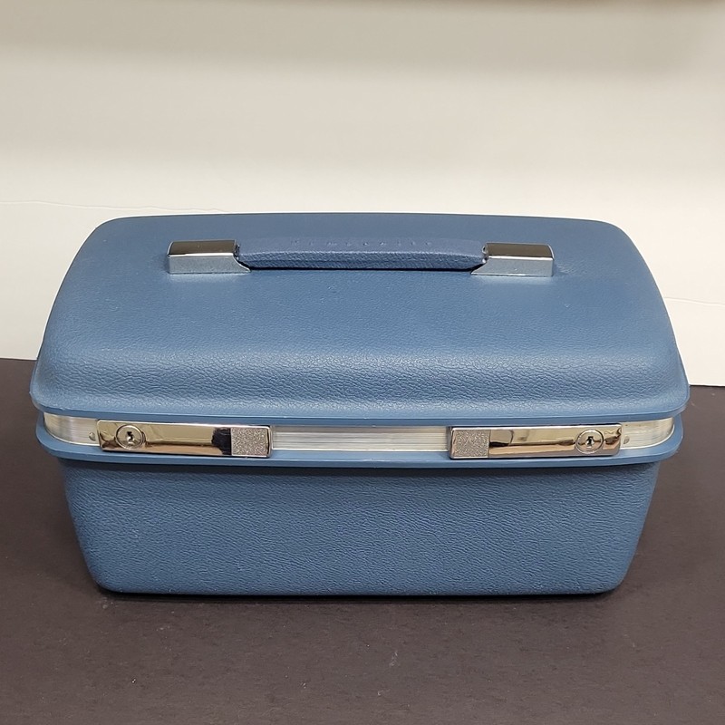 Samsonite Blue Solid Train Case Hardcase Locking Travel Luggage