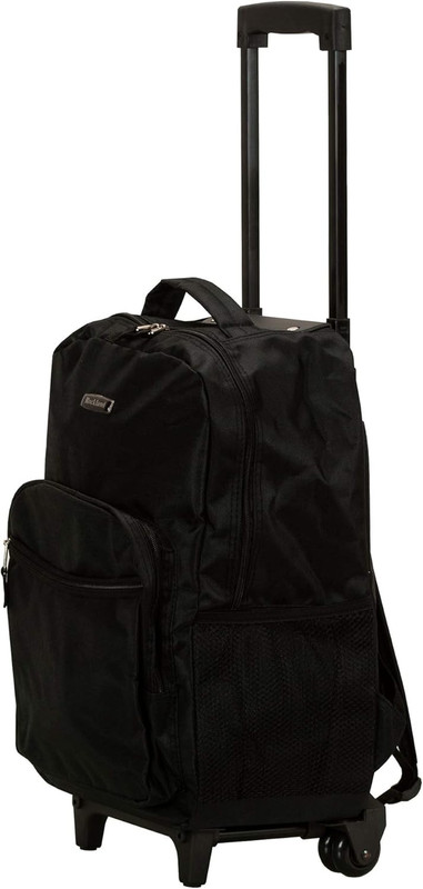Double Handle 17" Rolling Backpack, Black gallery