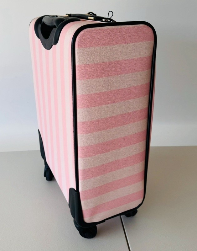 Victoria’s Secret Carry-on Luggage Suitcase, Makeup Pouch Case Travel Set Stripe gallery
