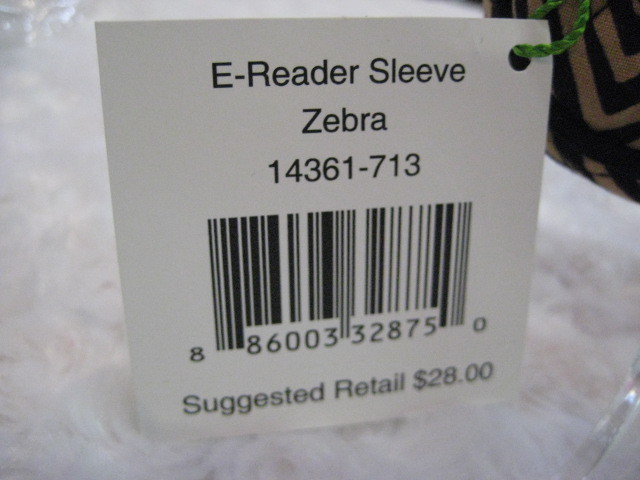 VERA BRADLEY "Zebra" Pattern E Reader Sleeve NWT (Orig.$28.00) gallery