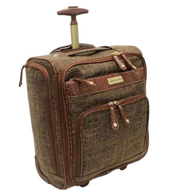 Samantha Brown Vintage Tweed Underseater Rolling Luggage-Brown-NWT