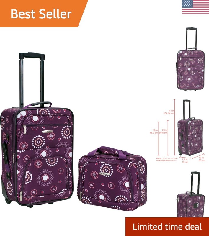 Fashion Softside Upright Luggage Set, Expandable, Purple Pearl, 2-Piece 14/19…