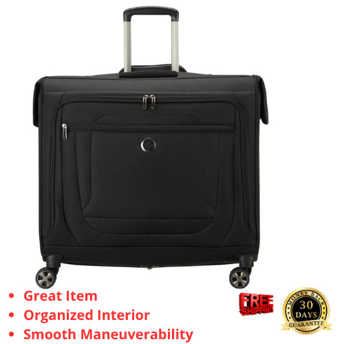 DELSEY Paris Rolling Garment Bag Spinner Wheels Travel Suit Bag Black