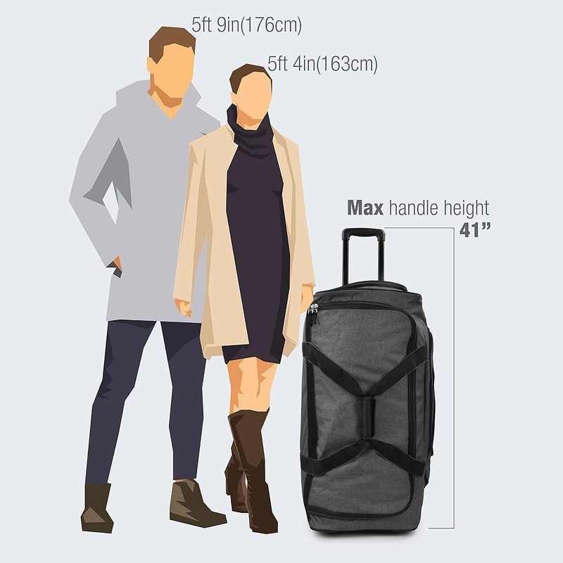 Durable Polyester Travel Luggage W/ Zipper Closure & Inline Skate Wheels Gray gallery